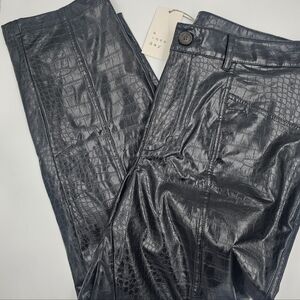 a.new.day Black Croc Embossed Faux Leather Pants | High Waist Chic Sta